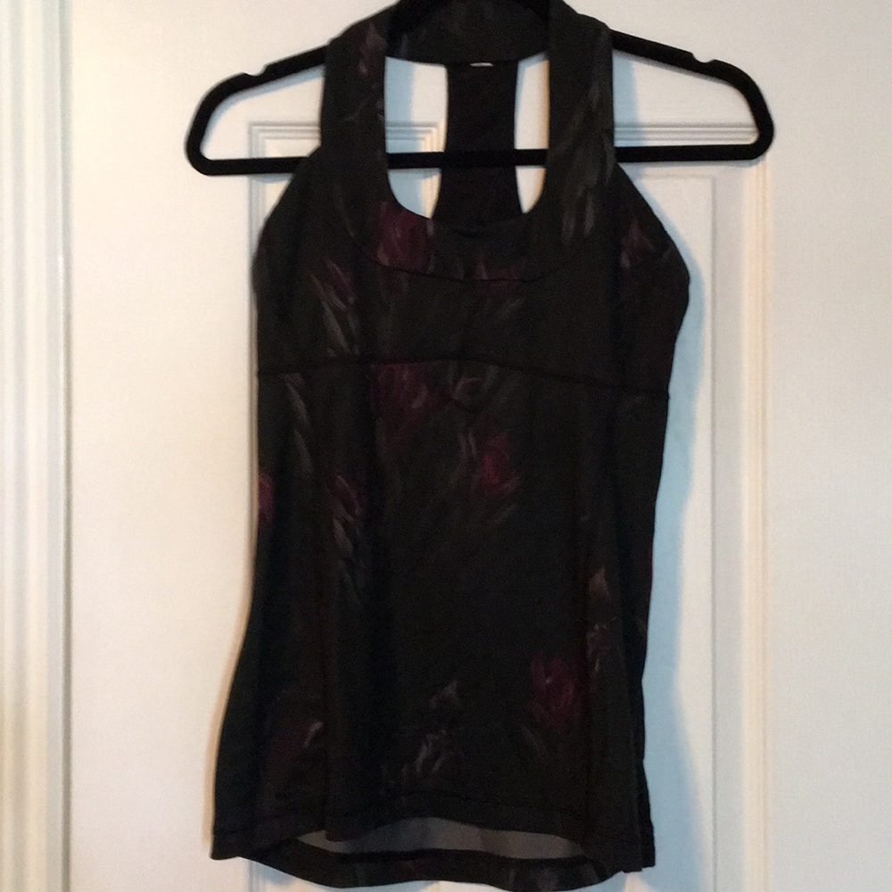 Lululemon Black and Floral Halter Tank